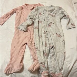 Carter's Pink and Gray Footed One Piece Set